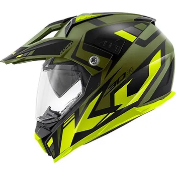 Helma na motorku KAPPA KV30 EVO GRAYER DUAL OFF ROAD helma zelená khaki černá žlutá, L