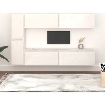 Obývací stěna vidaXL TV skříňky 6 ks masivní borové dřevo [3100235] Barva: Bílá