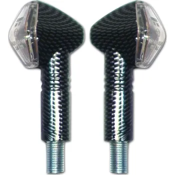 Osvětlení pro motocykl HSM LED blinkry Diamond na motorku dlouhé, čiré sklo, M10, carbonové