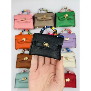 Přívěsek Kabelka kožený přívěsek klíčenka kryt pouzdro Airpods 1 2 3 Pro2 hit 2025 ideální dárek pro ženu fialová