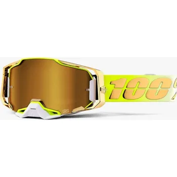 Motocyklové brýle 100percent 100% MX brýle ARMEGA brýle Feelgood, zlaté chrom plexi
