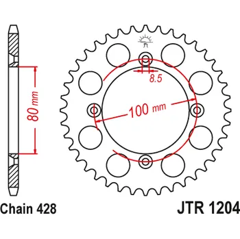 Řetězová sada pro motocykl JT JTR1204.50 Zadní kolečko (rozeta), 50 zubů, 428