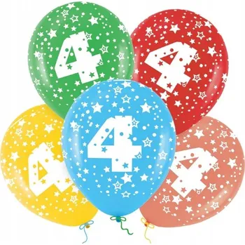 Balónek Id_4084 BALÓNKY BALÓN ČÍSLICE 4 ČTYŘI LATEXOVÉ NAROZENINY POČET SADA 5 ks