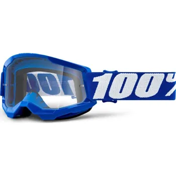 Motocyklové brýle 100percent 100% MX brýle STRATA 2 dětské brýle modré, čiré plexi