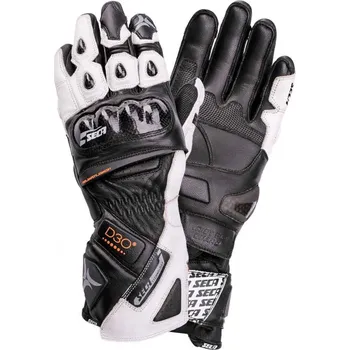 Moto rukavice SECA TRACKDAY černé/bílé rukavice, L