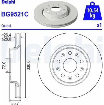 Brzdový kotouč Brzdový kotouč DELPHI BG9521C