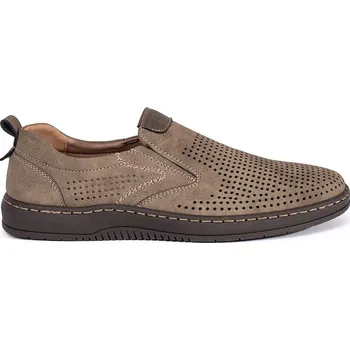 Pánské polobotky Béžové dírkované pánské mokasíny LS55278-36TAN-M Velikost: 40