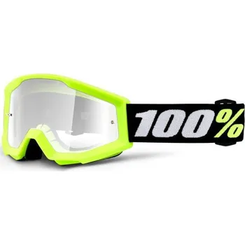 Motocyklové brýle 100percent MX brýle 100% Strata MINI dětské žlutá, čiré plexi