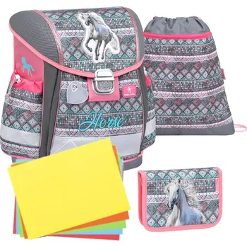 Školní batoh Školní aktovka Belmil 403-13 Classy Horse Aruba Blue (set s penálem a sáčkem) + DÁREK
