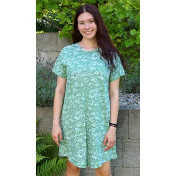 Dámské noční prádlo Vienetta Dámská noční košile s krátkým rukávem Hawaii Barva: Zelená, Velikost: XL