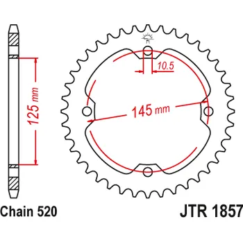Řetězová sada pro motocykl JT JTR1857.45 Zadní kolečko (rozeta), 45 zubů, 520
