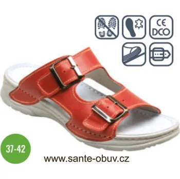 Dámská obuv SANTÉ D/10/31/SP PAROT zdravotní PRACOVNÍ pantofel, červená - 37