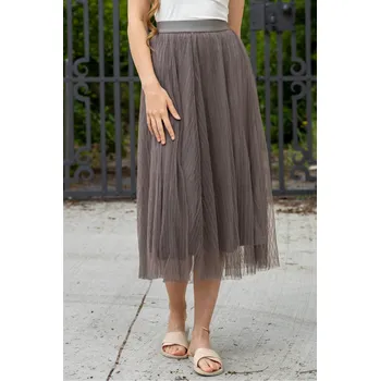 Dámská sukně Only dámská tylová midi sukně Lavina šedohnědá Velikost: M