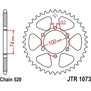 Řetězová sada pro motocykl JT JTR1073.46 Zadní kolečko (rozeta), 46 zubů, 520