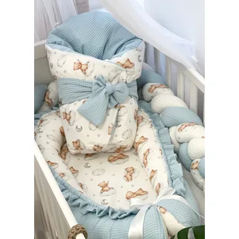 Set do postýlky - světle modrý s medvídky
