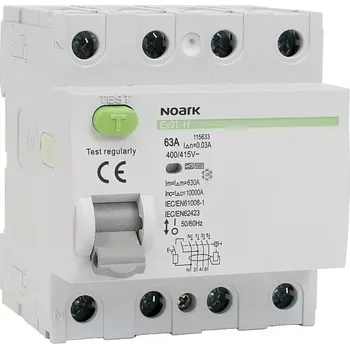 modulární přístroj a rozvaděč NOARK 115639 Ex9L-H 4P 63A F 300mA Proudový chránič 10kA, 4-pól, 63A, 300mA, F (Ex9L-H 4P 63A F 300mA)