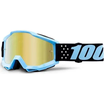 Motocyklové brýle 100percent MX brýle 100% Accuri Taichi zlaté zrcadlové plexi