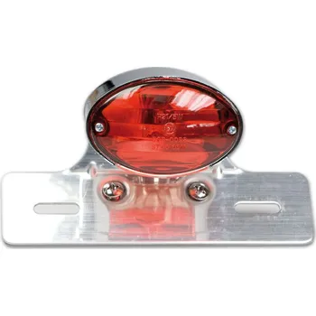 Osvětlení pro motocykl HSM Zadní světlo Cat Eye Mini, chrom, červené sklo, s osvětlením SPZ