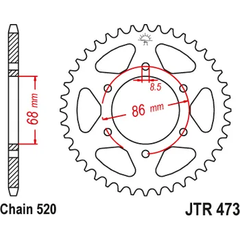 Řetězová sada pro motocykl JT JTR473.37 Zadní kolečko (rozeta), 37 zubů, 520