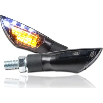 Osvětlení pro motocykl HSM LED blinkry Dual na motorku, s obrysovým světlem, tónované sklo, černá, M8