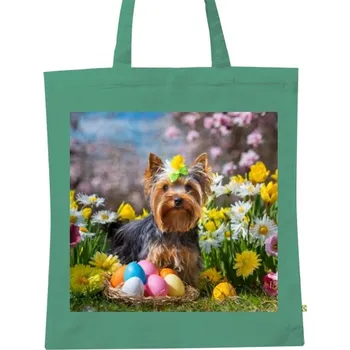 Nákupní taška BIO plátěná taška s potiskem Taška s velikonočním jorkšírkem