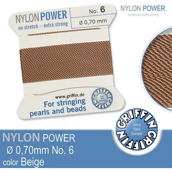 Nit NYLON Power velmi pevná nit GRIFFIN síla nitě 0,70mm barva Beige