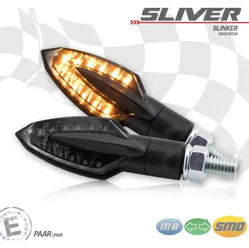 Osvětlení pro motocykl HSM LED blinkry Sliver na motorku, tónované sklo, černá, M8