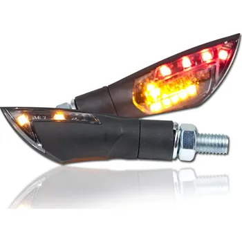 Osvětlení pro motocykl HSM LED blinkry Dual na motorku, kombinace se zadním světlem, tónované sklo, černá, M8