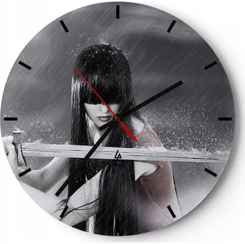 Hodiny Velké nástěnné hodiny na zeď 40x40 Žena Skleněné hodiny Kulatý Tiché
