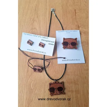 Souprava šperků Kočka v brýlích - sada šperků Varianta: Americký javor