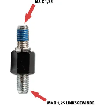 Zrcátko pro motocykl HSM Redukce na zrcátka na motorku, černá, M8 levý => M8 levý
