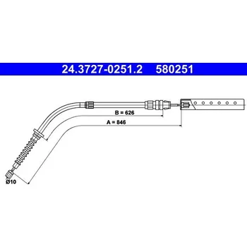Lanko parkovací brzdy Tažné lanko, parkovací brzda ATE 24.3727-0251.2