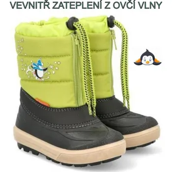 Pánská zimní obuv DEMAR dětské sněhule KENNY 2ND 1502 světle zelené vel.20-29 , zelená - 24-25