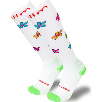 Dámské punčochy COLLM Kompresní podkolenky ACTIVE květy bílé 2páry Velikost: S/M EUR 37-39