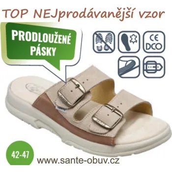 Dámská zdravotní obuv SANTÉ N/517/36P/28/47/SP BÉŽOVÁ pracovní zdravotní pantofel /delší pásky/, --- - 42