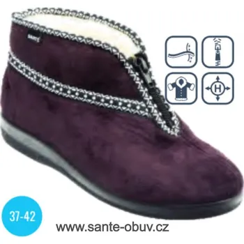 Dámská zdravotní obuv SANTÉ MJ/803 VÍNOVÁ domácí obuv HALLUX, vínová - 40