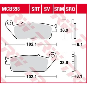Brzdová destička TRW MCB598SRT racing sintrované brzdové destičky na motorku
