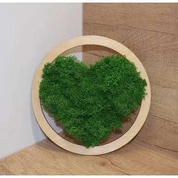 Obraz Mechové Srdce - Valentýn 20 cm Bříza