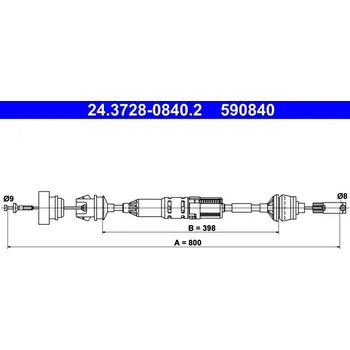 Spojkové lanko Tažné lanko, ovládání spojky ATE 24.3728-0840.2