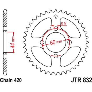 Řetězová sada pro motocykl JT JTR832.48 Zadní kolečko (rozeta), 48 zubů, 420