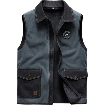 Pánský zimní kabát Pánská vesta DIMU271 Barva: Šedá, Velikost: 4XL