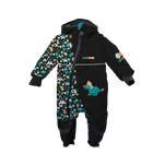 WAMU Softshellová kombinéza dětská DINOSAUŘI černo-hnědá vel. 68-74