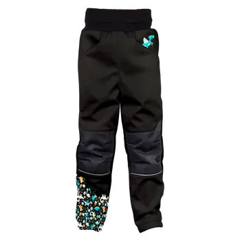 Chlapecké kalhoty WAMU Softshellové kalhoty dětské DINOSAUŘI černo-hnědá vel. 116-122