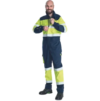 Pracovní kombinéza CERVA Kombinéza pracovní reflexní MULTINORM STROKE FR HV, barva žlutá/navy, vel. M