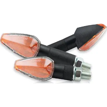 Osvětlení pro motocykl HSM Blinkr Peak na motorku, vnější čiré, vnitřní oranžové, černá, dlouhá, M10