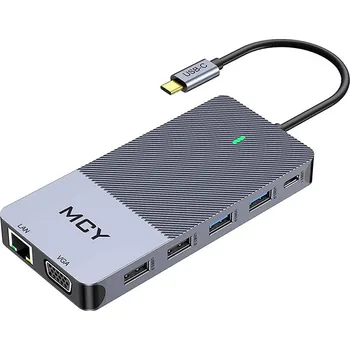 AppleMix Dokovací stanice / port replikátor pro Apple MacBook - USB-C na USB-C +2x HDMI + 4x USB-A + SD - šedá