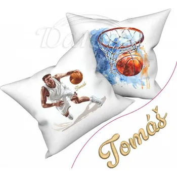 Dekorativní polštářek Dante Povlak Basketbal a výšivka Váš text - 40 x 40 cm