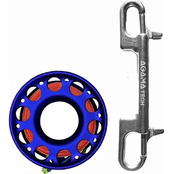 Cívka Agama TECH ALU 15 m s karabinou - modrá