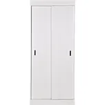 Bílá šatní skříň z borovicového dřeva s posuvnými dveřmi 85x195 cm Row - WOOOD ID_769056