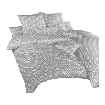 Dadka&nbsp;Povlečení bavlna Puntík bílý na šedém 220x200, 2x70x90 cm